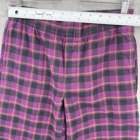 Tna Aritzia Oakwood Organic Cotton Flannel Plaid Pull On Pants Purple - Picture 10 of 12